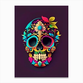 Skull With Vibrant Colors 1 Mexican Canvas Print