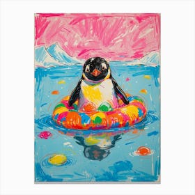 Penguin In The Pool 2 Canvas Print