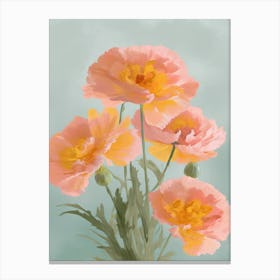 Marigold Flowers Acrylic Painting In Pastel Colours 1 Canvas Print