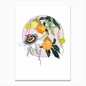 Circular Mofit Passionfruit Flowers Canvas Print