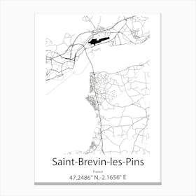 Saint Brevin Les Pins,France Minimalist Map Canvas Print