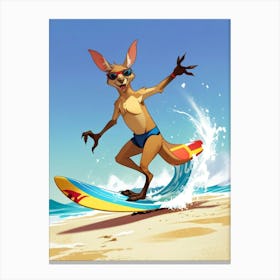 Kangaroo Surfing 2 Canvas Print