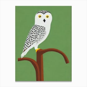 Snowy Owl Midcentury Illustration Bird Canvas Print