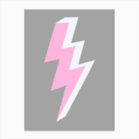 Pink and Grey Triple Lightning Bolt Canvas Print