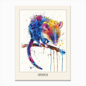 Opossum Colourful Watercolour 1 Poster Canvas Print