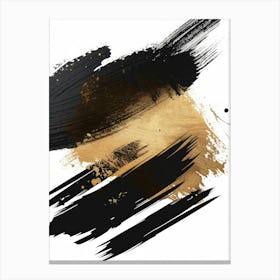 Black And Gold Brush Strokes 11 Canvas Print