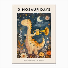 Dinosaur Playing The Trumpet Poster 1 Canvas Print