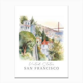 United States San Francisco Storybook 3 Travel Poster Watercolour Canvas Print