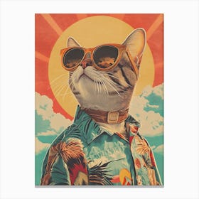 Vintage Retro Poster Cool Cat 21 Canvas Print