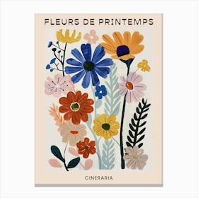 Spring Floral French Poster  Cineraria 8 Canvas Print