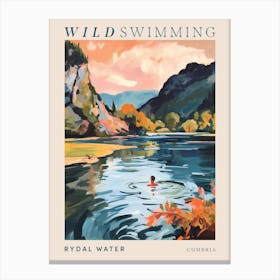 Wild Swimming At Rydal Water Cumbria 2 Poster Canvas Print