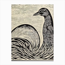 Baldpate Linocut Bird Canvas Print