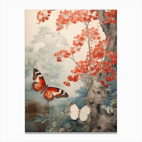 Warm Butterfly Japanese Style Painting 1 Canvas Print