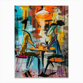 Two People At A Table Style Abstract Canvas Print