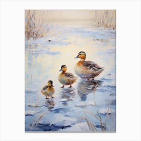 Icy Ducklings Brushstrokes 1 Canvas Print