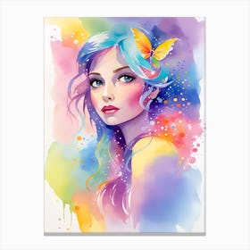 Watercolor Of A Girl Canvas Print