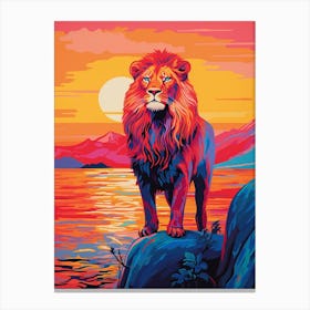 Vivid Bright Lion In The Sunset 1 Canvas Print