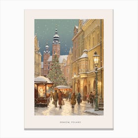 Vintage Winter Poster Krakow Poland 3 Canvas Print