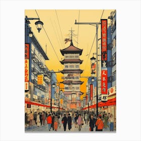 Akihabara Electric Town, Japan Vintage Travel Art 3 Canvas Print