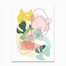 Cats Abstract Illustration Canvas Print