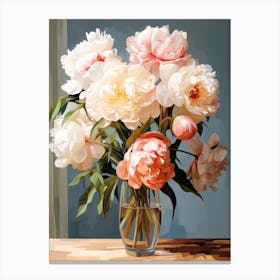 Peony Flower Still Life Painting 2 Dreamy Canvas Print