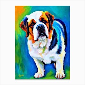 St Bernard Fauvist Style dog Canvas Print