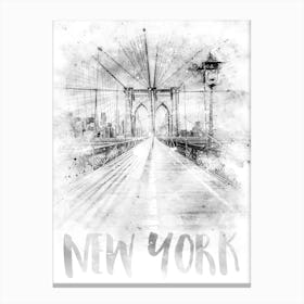 Watercolor Art Nyc Brooklyn Bridge Canvas Print