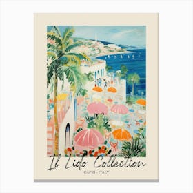 Capri   Italy Il Lido Collection Beach Club Poster 4 Canvas Print