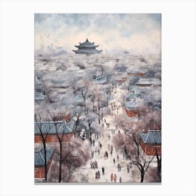 Winter City Park Painting Jingshan Park Beijing China 4 Canvas Print