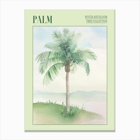 Palm Tree Atmospheric Watercolour Painting 3 Poster Canvas Print