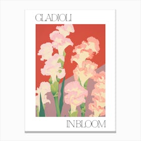 Gladioli In Bloom Flowers Bold Illustration 3 Canvas Print