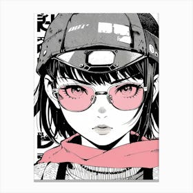 Anime Girl With Sunglasses Canvas Print