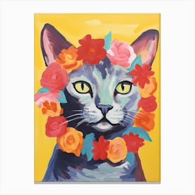 Burmese Cat With A Flower Crown Painting Matisse Style 2 Canvas Print