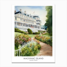 Mackinac Island 3 Watercolour Travel Poster Canvas Print