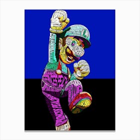 Mario Luigi Typo Style Cartoon Pop Art Canvas Print