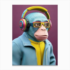 Monkey With Headphones 3 Canvas Print