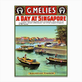 A Day At Singapore, View On The Harbor Canvas Print