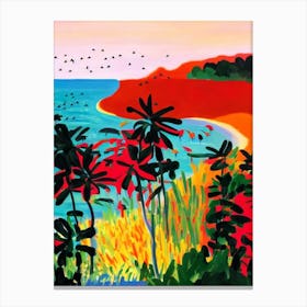 Cha Am Beach, Thailand Hockney Style Canvas Print