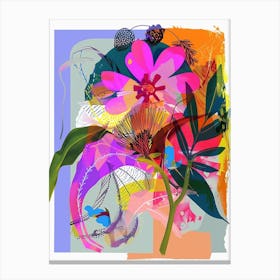 Phlox 1 Neon Flower Collage Canvas Print