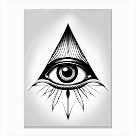 Perception, Symbol, Third Eye Simple Black & White Illustration 2 Canvas Print