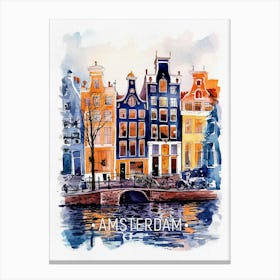 Amsterdam City Watercolor Painting Canvas Print