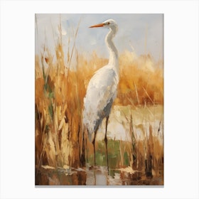 Bird Painting Egret 1 Canvas Print