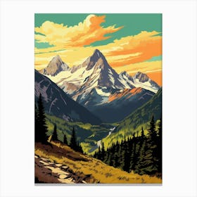 North Cascades National Park Retro Pop Art 15 Canvas Print
