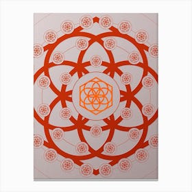 Geometric Abstract Glyph Circle Array in Tomato Red n.0201 Canvas Print