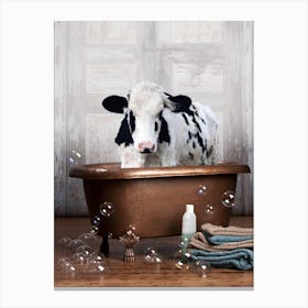 Cow In A Bathtub Canvas Print