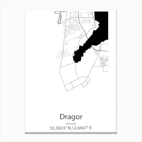 Dragor,Denmark Minimalist Map Canvas Print