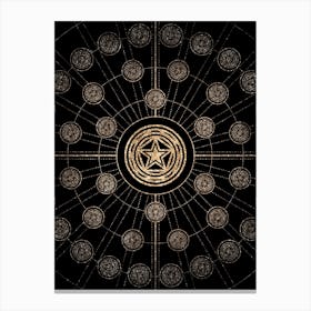 Geometric Glyph Radial Array in Glitter Gold on Black n.0416 Canvas Print