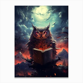 Owl Reading A Book 1 Canvas Print