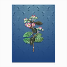 Vintage Tall Calotropis Flower Botanical on Bahama Blue Pattern Canvas Print