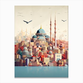 Istanbul, Turkey, Geometric Illustration 3 Canvas Print